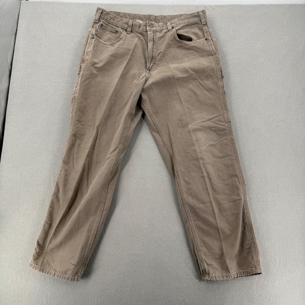 Carhartt B11 Loose Fit Washed Duck Leather Patch Carpenter WorkwearPants 36x29